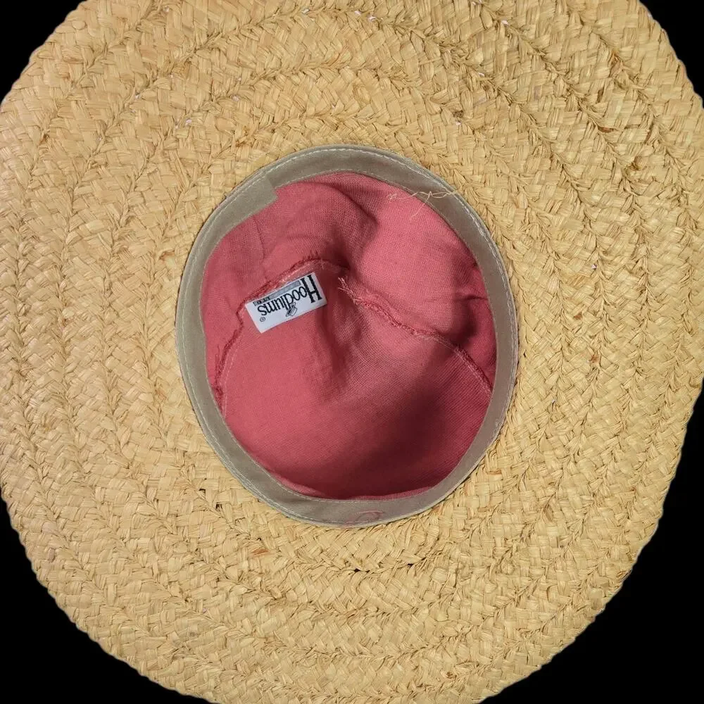 Vintage Hoodlums Ltd Floppy Sun Hat Pink Flowers Straw Brim Cottagecore One Size - Picture 12 of 16